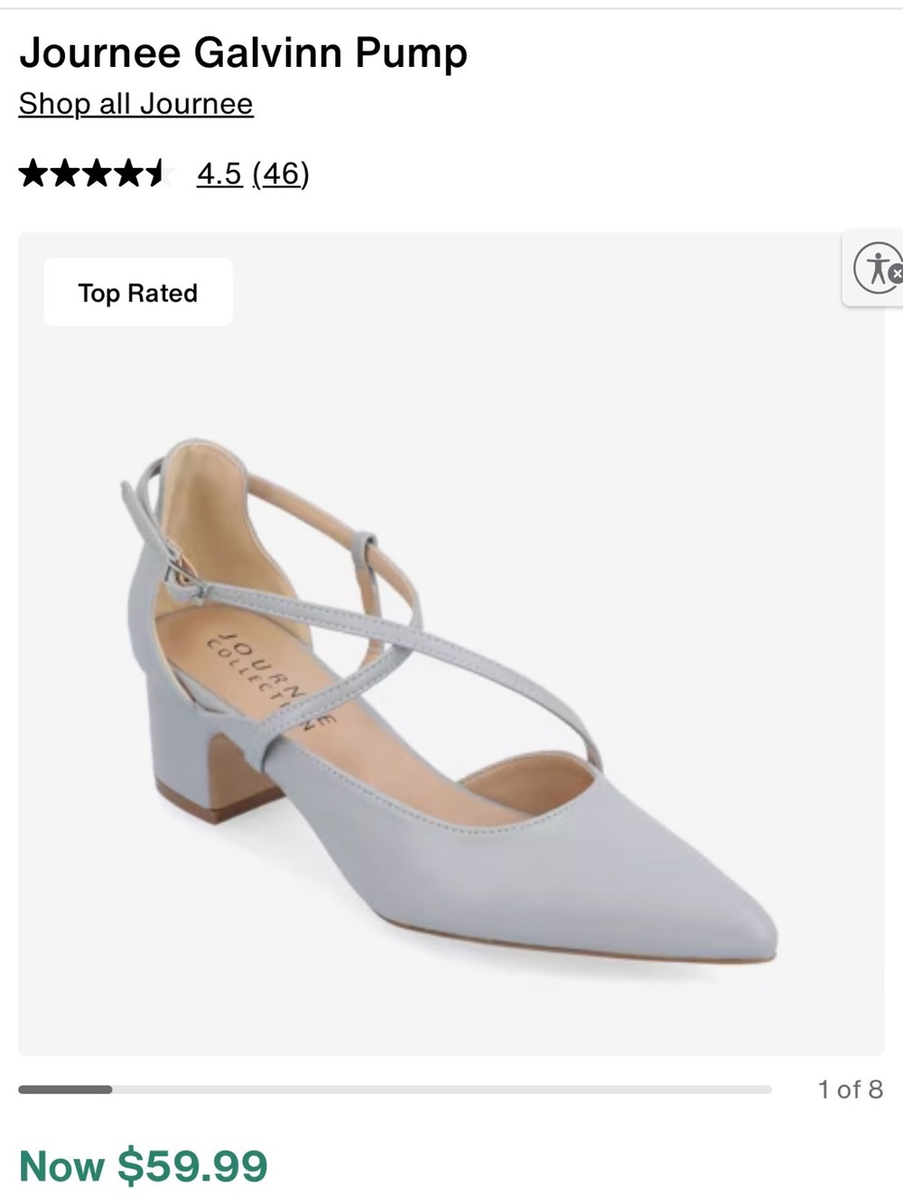Journee Collection light/fog blue Pointed-Toe Cross-Strap Block Heel Pump